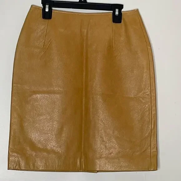 NWT Trek New York Honey Genuine Leather Mini Pencil Skirt Size 6